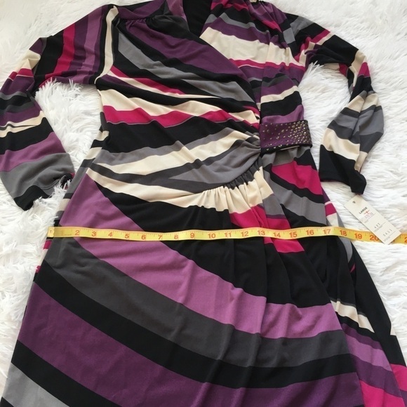 Sharon Max Multicolor long sleeve wrap dress Large - Picture 9 of 15